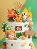 Strumenti per torta Cartoon Topper animale di legno di boschi simpatico foresta morbida foresta giungla safari leone decorazione di 1 ° compleanno festa regalo per feste