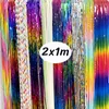 Party Decoration 2x1m Rainbow Foil Fringe Gardiner Bakgrund Metallisk glitter Gardin Bröllopsfödelsedag Bachelorette Po Booth Deco