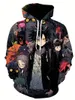 Dark Anime Hoodie 3D المطبوعة الرجال والنساء غير الرسمي للملابس الرياضية القميص المقنع بالإضافة إلى الحجم للجنسين الملابس 240131