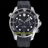 Eternity Stopwatch Watches OMF Senaste 9900 Chronograph Automatic Black Dial Ceramic Bezel 44mm Mens Watch Diver 300m 210 32 44 51 232L