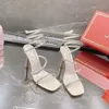 Caovilla René High Heel Sandals Sandales Fashion Snake Strap Square Toe Organigramme Chaussures de mariage Femme Femme Chaussure Original Qualité