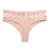 Kvinnors trosor midja ihåliga thongs damer Silk Solid Kvinnlig Mjuk underkläder Femme Low-midjig G-String S-XXL THONG