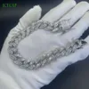 14mm Icecap Jewelry Fashion Design Hip Hop Moissanite Baguette Stone Diamond Cuban Link Chain Bracelets for Men