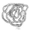Cluster Ringe 925 Sterling Silber Ring Schimmernde Spitze Majestätische Federn Wilde Rose Blume Faszination Für Frauen Schmuck Geschenk