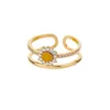 Klusterringar zirkon opal solros för kvinnor öppnar justerbart rostfritt stål guld sier färg finger ring par smycken anillos släpp dhwvi