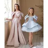 Girl Robes Fashionless Kids Hidless with Bows Elegant Beading Semed Side Split Rangs A-Line Gowns Formal Wedding Party