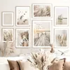 Dipinti Lago Spiaggia Paesaggio Immagine Tela Pittura Arte della parete Boemia Beige Erba Fiore Canna Poster e stampa Home Living Room Decor