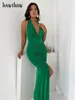 Casual Dresses Hawthaw Women Party Club Evening Birthday Bodycon Streetwear Green Long Dress 2024 Summer Clothes Wholesale Items For