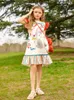 Girl Dresses Summer Dress Short-sleeved Cartoon Print Cute Princess With Ruffled Hem