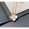 Designer Jewelry Cleef Van Four Leaf Clover Necklace designer van clover necklace edition womens single flower double sided pink shell pendant red agate 18k rose gol