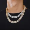 Hiphop smycken 14mm högkvalitativ 18k guldpläterad mässing 3 rad aaaaa cz diamant isad ut piller form kubansk länk kedja halsband