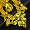 Charm Exaggerated Yellow Rhinestone Big Size Earring for Women Fashion Crystal Drop Earrings Drag Queen Jewelry Accessories