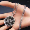 Pendentif Colliers Triple Lune Pentagrammes Collier En Acier Inoxydable Divination Astrologie Païen Bijoux Collares Para Mujer N7756S2
