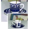 Ensemble de tasses et soucoupes de créateurs, tasses à café bleues Klein, tasse et soucoupes en céramique de luxe, style européen créatif, tasse exquise avec soucoupe