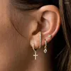 Dangle Earrings CANNER Cross Zircon Copper Gold Plated Earring For Women Drop 18K Pendientes Fine Jewelry Wedding Party 2024 Trend