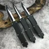 Micro A07 Automatisk taktisk kniv 440C Två-ton Blad Black Zinc Alloy Self Defense Hunting Everyday Knives Auto Combat Tools C07 3300 9400