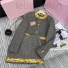 Diseñador Vestido de dos piezas 24 Principios de primavera Nuevo Nanyou Miu Socialité Temperamento Nail Diamond Collar Chaqueta de tweed gruesa + Falda pequeña de cintura alta Conjunto W6I3