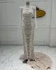 Luxurious More Pearls Mermaid Bridal Gowns Long Sleeve Wedding Dress High Neck Sequins Custom Made Bride Dresses Vestido de novia