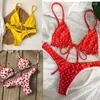 Kobiety w strojach kąpielowych Polka Dot Bikinis 2024 Mujer Femme Swimme String String Kąpiec Kąpiec Push Up Maillot de Bain Sexy Brazylian Bikini