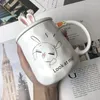 Mugs 400ml Cute Bunny Coffee Mug Set Spoon With Lid Rabbit Ears Personality Office Home Milk Breakfast Ceramic Cup