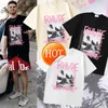Amerikanische Herren Lose Mode Hip Hop Straße Ölgemälde Kurzarm T-shirt Charge