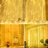 Saiten 8Mode 3M LED Vorhang Lichter Weihnachten Girlande Fee String USB Fernbedienung Urlaub Beleuchtung Party Hochzeit Dekor