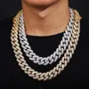 Partihandel Hip Hop Jewelry Luxury 20mm 14K 18K Guldpläterad fylld stansuppsättning 4 rader 5A Zirkon Iced ut tung kubansk länkkedja