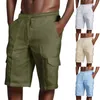 Hommes Shorts Printemps Hawaii Plage Été Hommes Solide Loisirs Multi-poches Vacances Casual Coton Fête Couleur Floral