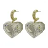 Stud Earrings Heart Shape Glass Pendant European And American Style Personality Fashion Ms Girl Travel Accessories 2024