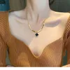 Van Clover Necklace Cleef Four Leaf Clover Neckalces Jinglei High Grade Square Four Leaf Grass Titanium Steel Necklace for Womens Light Small Crowd Sweater Chain