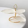 Servis uppsättningar prydnadsskärm Stand Fruit Dish Dessert Tray Holder Container Plate Multi-Tier White Iron Candy