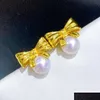 Stud 22090905 Diamondbox -Jewelry Earrings Ear Studs White Pearl Sterling 925 Sier Bow Knot Ribbon Aka 6.5-7 Mm Round Gift Girl Au750 Otnik