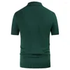 남성용 T 셔츠 2024 여름 녹색 줄무늬 짧은 슬림 슬림 한 슬림 한 비즈니스 폴로 셔츠 니트 스웨터 트렌드