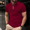 Polos masculinos zip polo camisas roupas de secagem rápida fashions clássico respirável manga curta t ao ar livre 2024 homens blusa casual de grandes dimensões