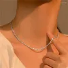 Collier ras du cou Orazio en acier inoxydable pour femmes, couleur or argent, chaîne de clavicule scintillante, mode coréenne, joli bijoux cadeau