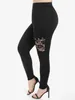 Pantalon Femme Rosegal Gothic Skull Lace Panneau Clouté Filles Y2K Style Sexy Strechy Pantalon Noir Harajuku Taille Haute Skinny 4XL