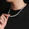 Colar de diamante masculino Moissanite corrente cubana de prata esterlina 925