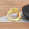 Cluster Ringen AIBEF Klassieke Regenboog Zirkoon Delicate Bladtak Ring Voor Vrouwen Verstelbare Open Mode Gouden Kleur Luxe Vinger Sieraden