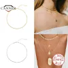 Necklaces CANNER 925 Sterling Silver Choker Necklace Female Clavicle Chain Flat Snake Necklace for Women Jewelry collares Free Shipping