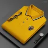 Mannen Polo 2024 Zomer Koreaanse Mode Polo Shirt Luxe Geborduurde Katoenen Revers Kraag Korte Mouwen Tops Kleding