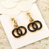 Designer Brass Earrings Classic Double Letter Pendant Inlaid Swarovski Diamonds Women Charm Jewelry Girl Fashion Gift