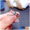Cluster Rings Natural Mti-Color Tourmaline Ring for Woman M 5mm Sier 925 Gemstone Jewelry Drop Delivery Dhot7