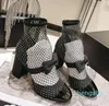 Laarzen Designer dikke hak Damesschoenen 8,5 cm hoge hak Bootie Mode gemengde kleur enkellaars fabrieksschoeisel