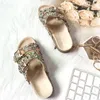 Slippers Casual Flats Sandals Woman Fashion Beach Sandal Outdoor Flip-flops Wood Grain