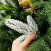 Decorative Flowers 5/10Pcs Artificial Pine Needles Christmas Snow Frosted Branches Fake Greenery Leaves Sprigs Stem Xmas Garland Decorations