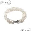 Braccialetti Beautif Bracciale con perle d'acqua dolce reali Braccialetti con fili a strati Mti da donna Regalo di compleanno femminile Consegna a goccia Dhuid