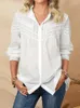 Blusas femininas 2024 elegante camisa branca zanzea moda rendas retalhos blusa casual manga longa em torno do pescoço blusa senhora do escritório sheer