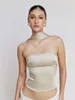 Women's Tanks JULISSA MO Elegant Autumn Halter Hollow Out Satin Backless Cropped Tops Strapless Skinny Vest Party Clubwear Clothing