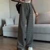 Pantaloni da donna GIDYQ Nero Bianco a righe Gamba larga Donna Coreano Allentato Casual Pantaloni a vita alta Y2k Streetwear Harajuku Hip Hop Pant