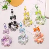 Keychains Acrylic Lily-Of-The-Valley Flower Keychain Exquisite Sweet Colorful Bowknot Beaded Keyring Backpack Earphone Case Accessories